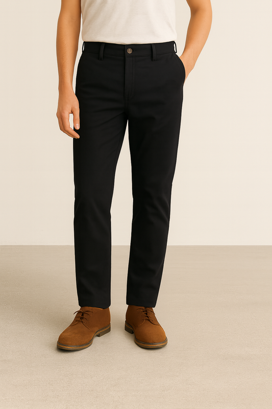Black Cotton Chinos Pant