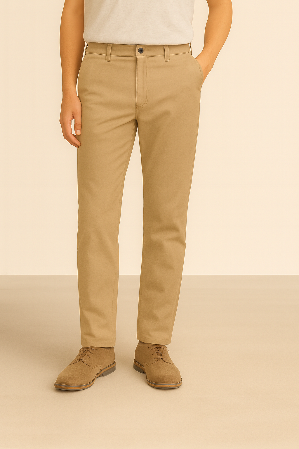 Beige Cotton Chinos Pant