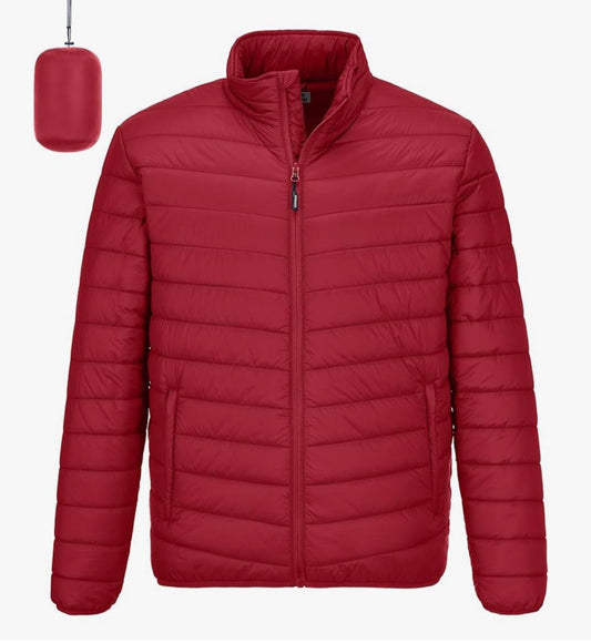 Men’s Red Puffer Jacket – Lightweight, Insulated & Water-Resistant