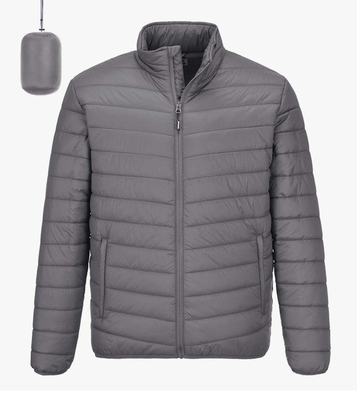 Men’s Grey Puffer Jacket – Lightweight, Insulated & Water-Resistant