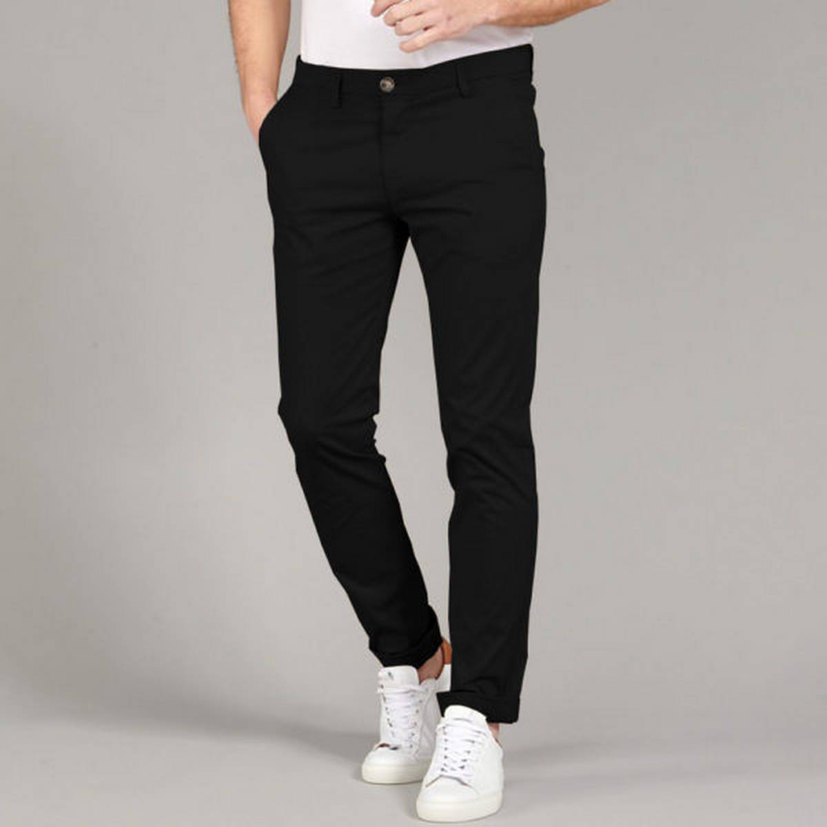 Black Cotton Chinos Pant