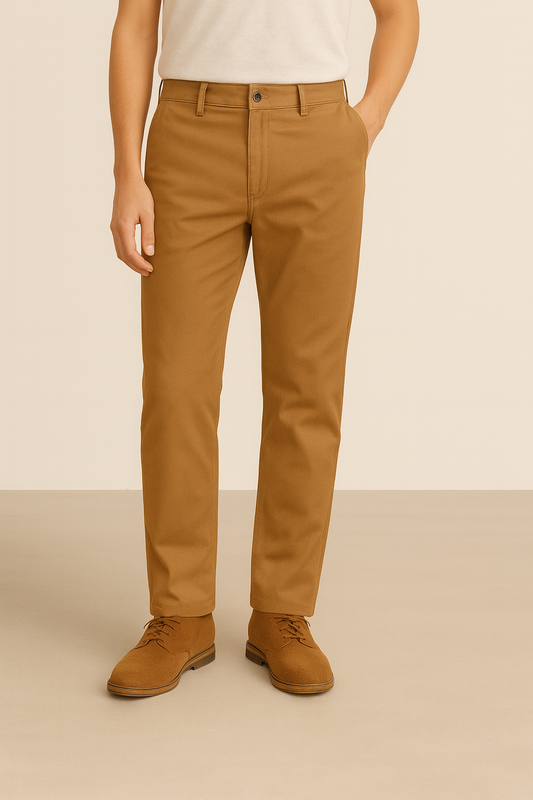 Brown Cotton Chinos Pant