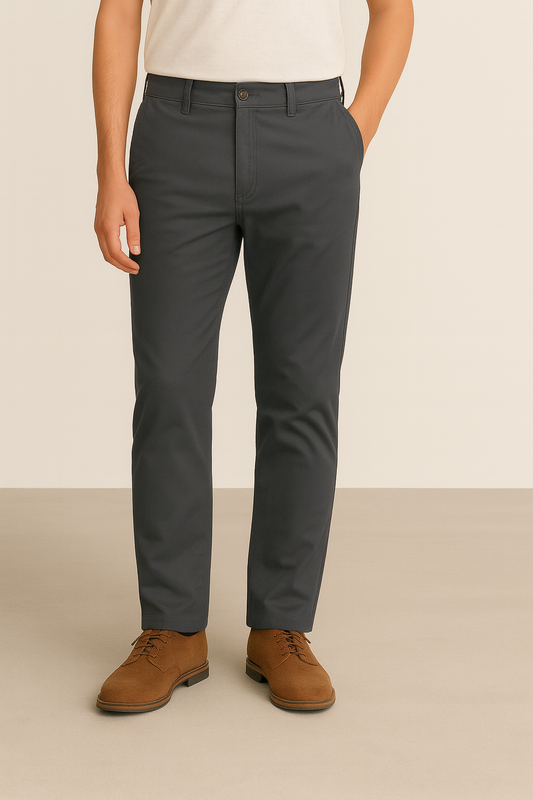 Grey Cotton Chinos Pant