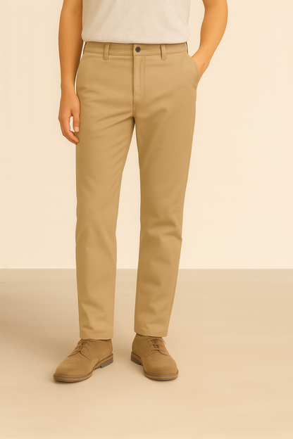 Beige Cotton Chinos Pant