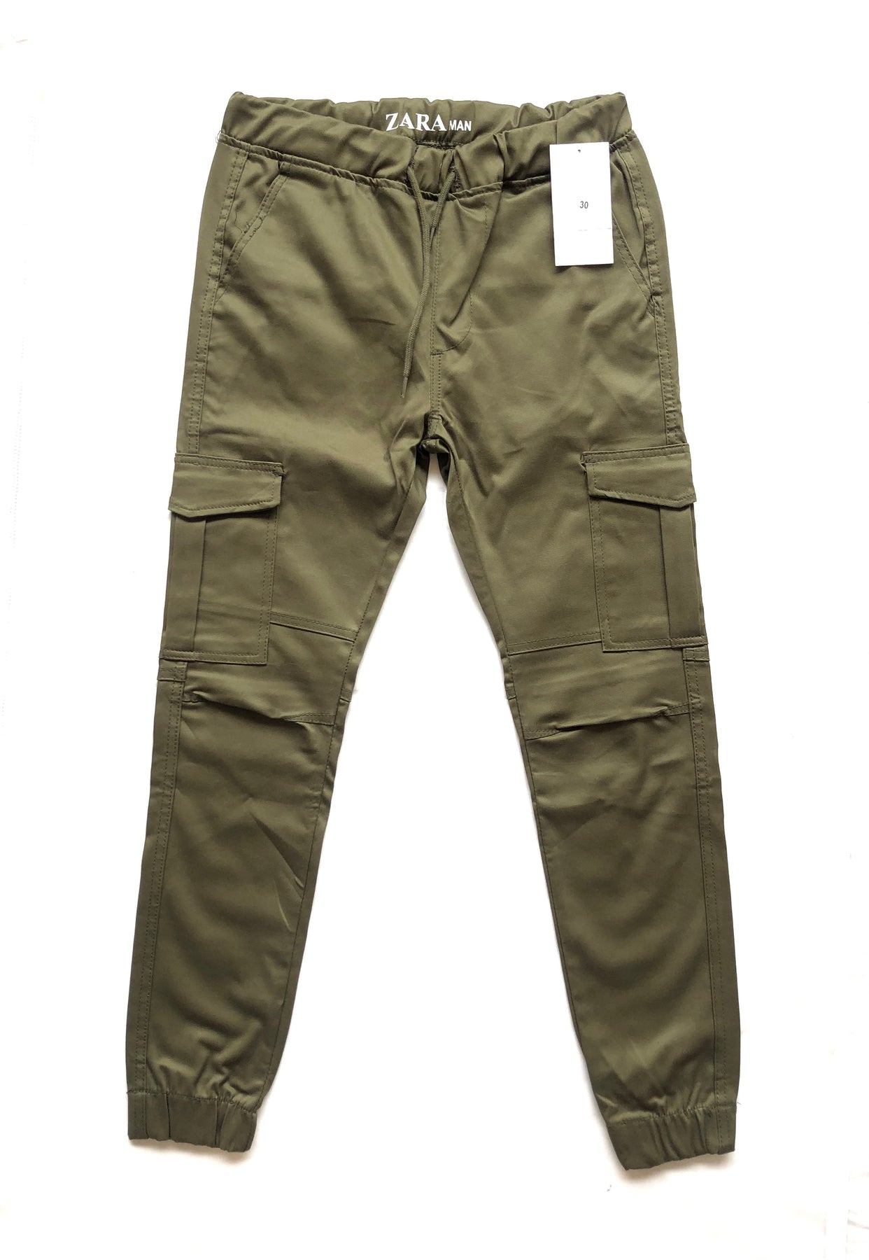 Green 6 Pocket Men Cotton Cargo Trouser