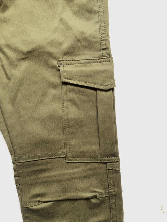 Green 6 Pocket Men Cotton Cargo Trouser