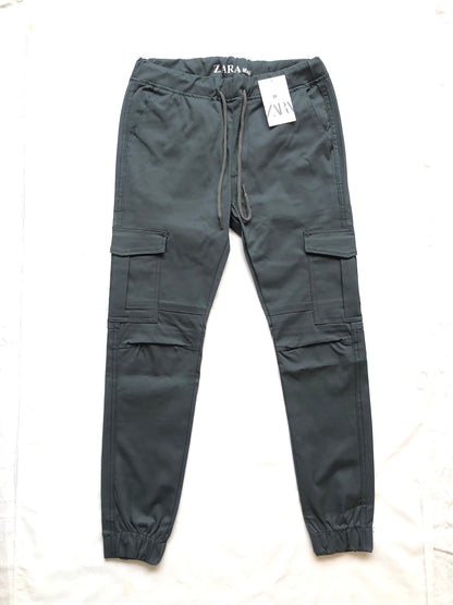 Dark Grey 6 Pocket Men Cotton Cargo Trousers
