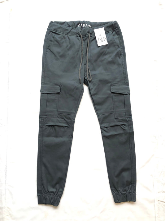 Dark Grey Cotton Cargo Trousers