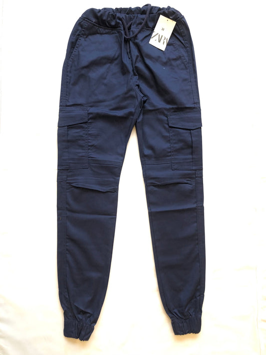 Royal Blue Cotton Cargo Trousers