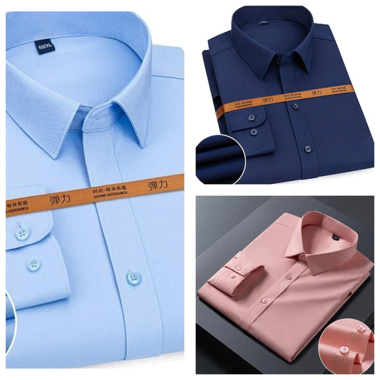 3 dress Shirts Navy Blue Sky Blue Peach