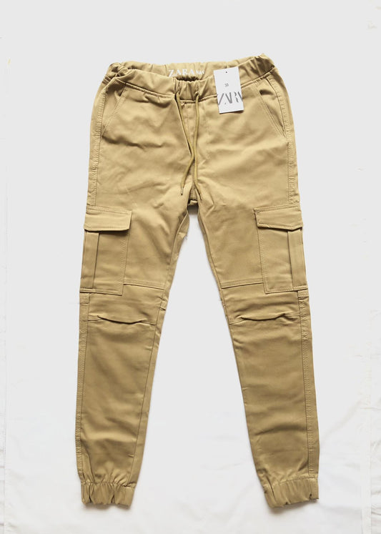 Beige 6 Pocket Cotton Cargo Trouser