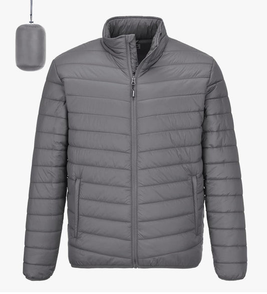 Men’s Grey Puffer Jacket – Lightweight, Insulated & Water-Resistant